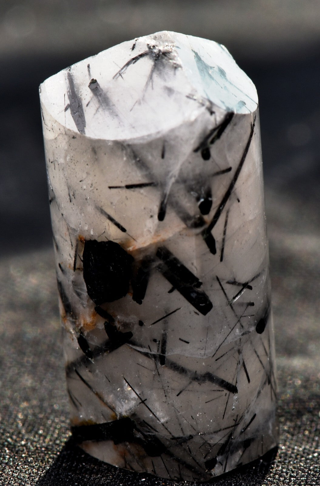 Black rutile  deflacts nagativity cleans aura,  pocket/purse power point #7431