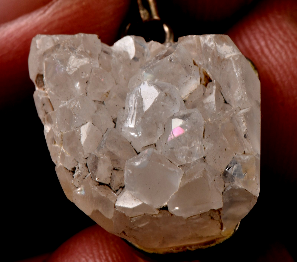 Anandalite  Rainbow quartz, Aurora  multi flash iridecent crystal pendant #7667