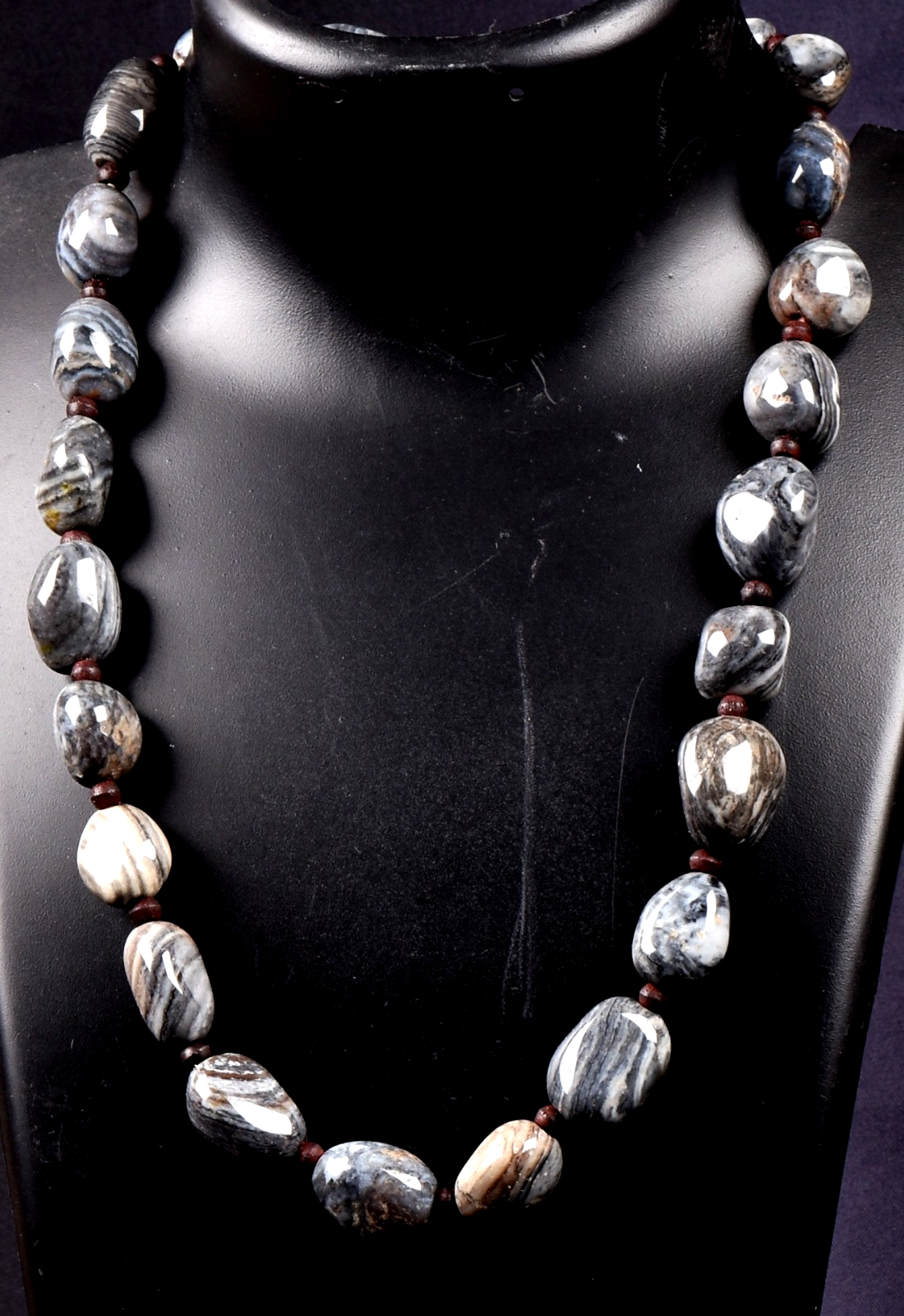 old sulemani  dzi/bhaisajyaguru/ shaman bead necklace with  reach patina #8144