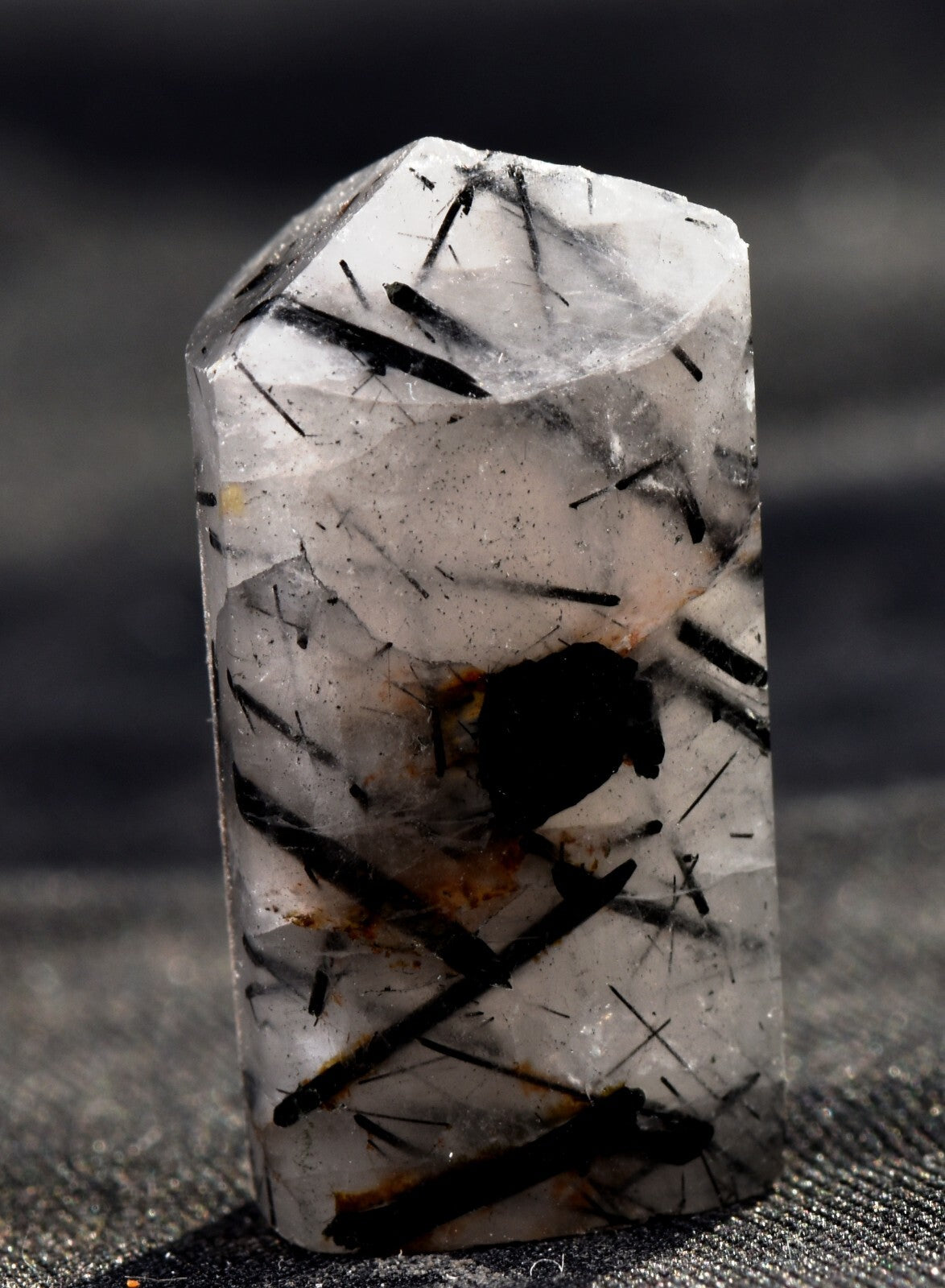 Black rutile  deflacts nagativity cleans aura,  pocket/purse power point #7431