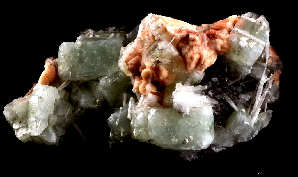 Green Apophyllite with stilbite & scolecite  psychic direction and guidance#6709