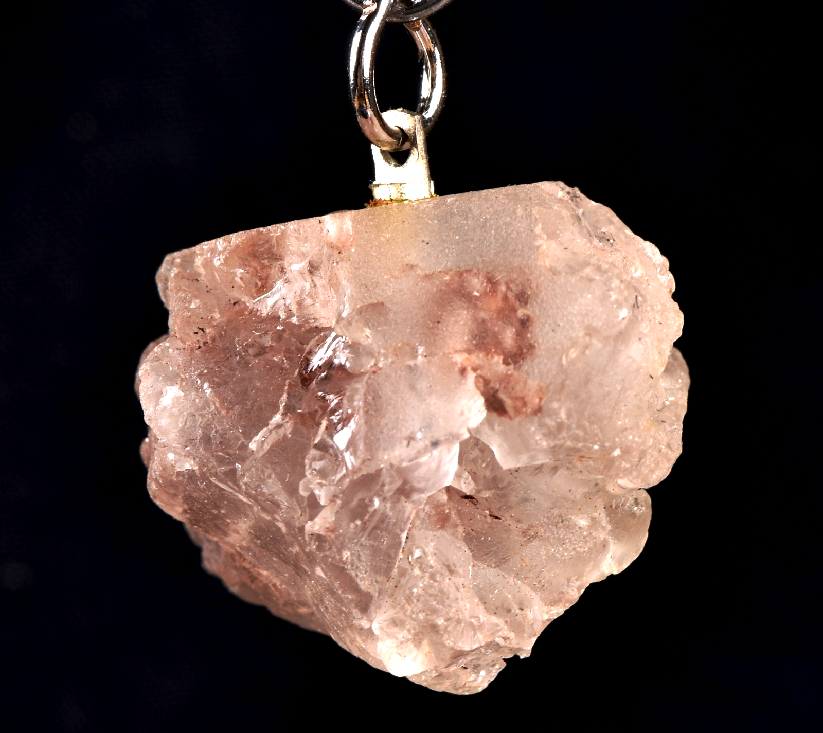 Nirvana  Himalayan  growth interference glacial pink ice quartz pendant #8029
