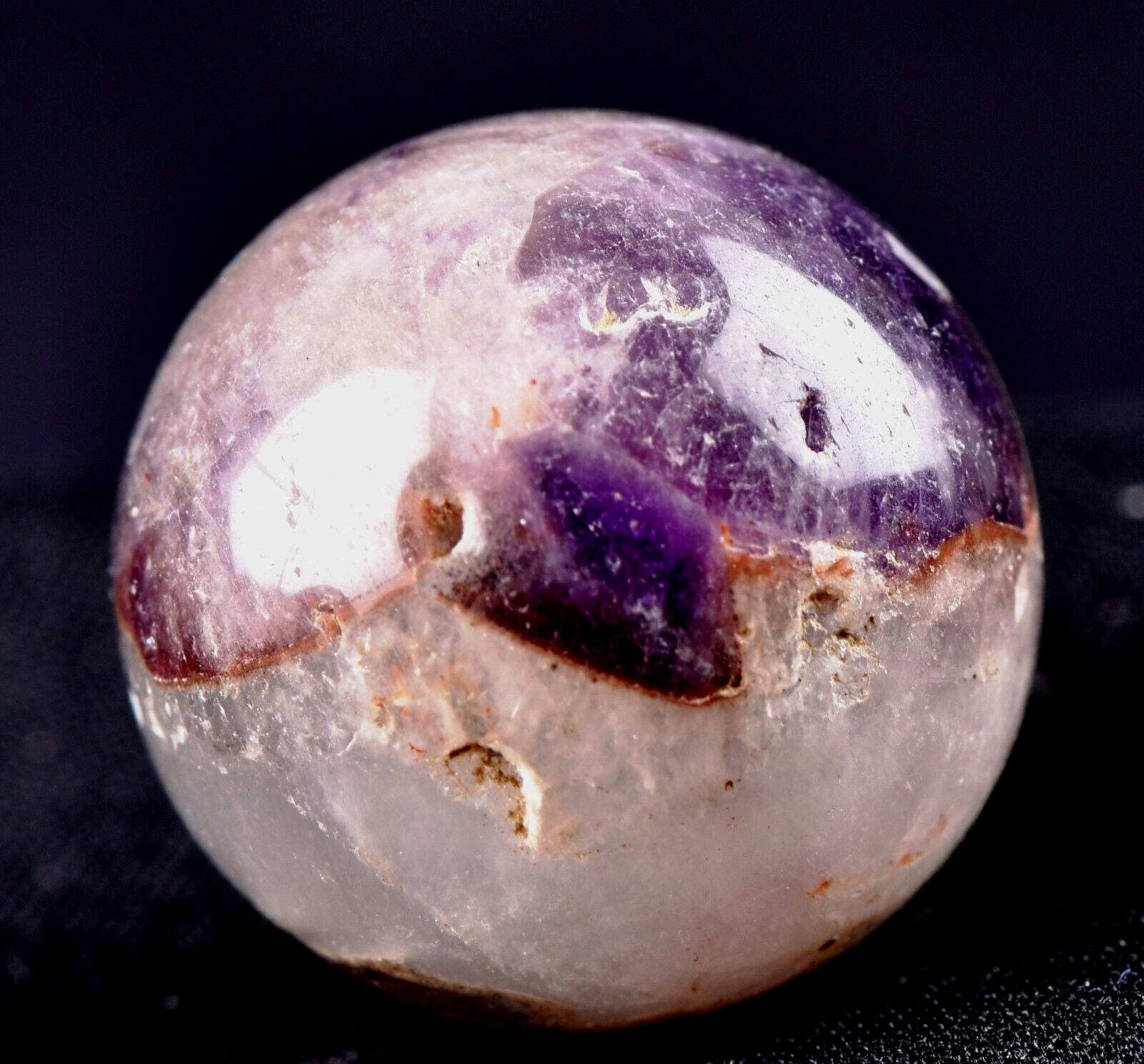 Super 7 melody stone ''evil eye'' chevron shaman sphere for your altar  #7286