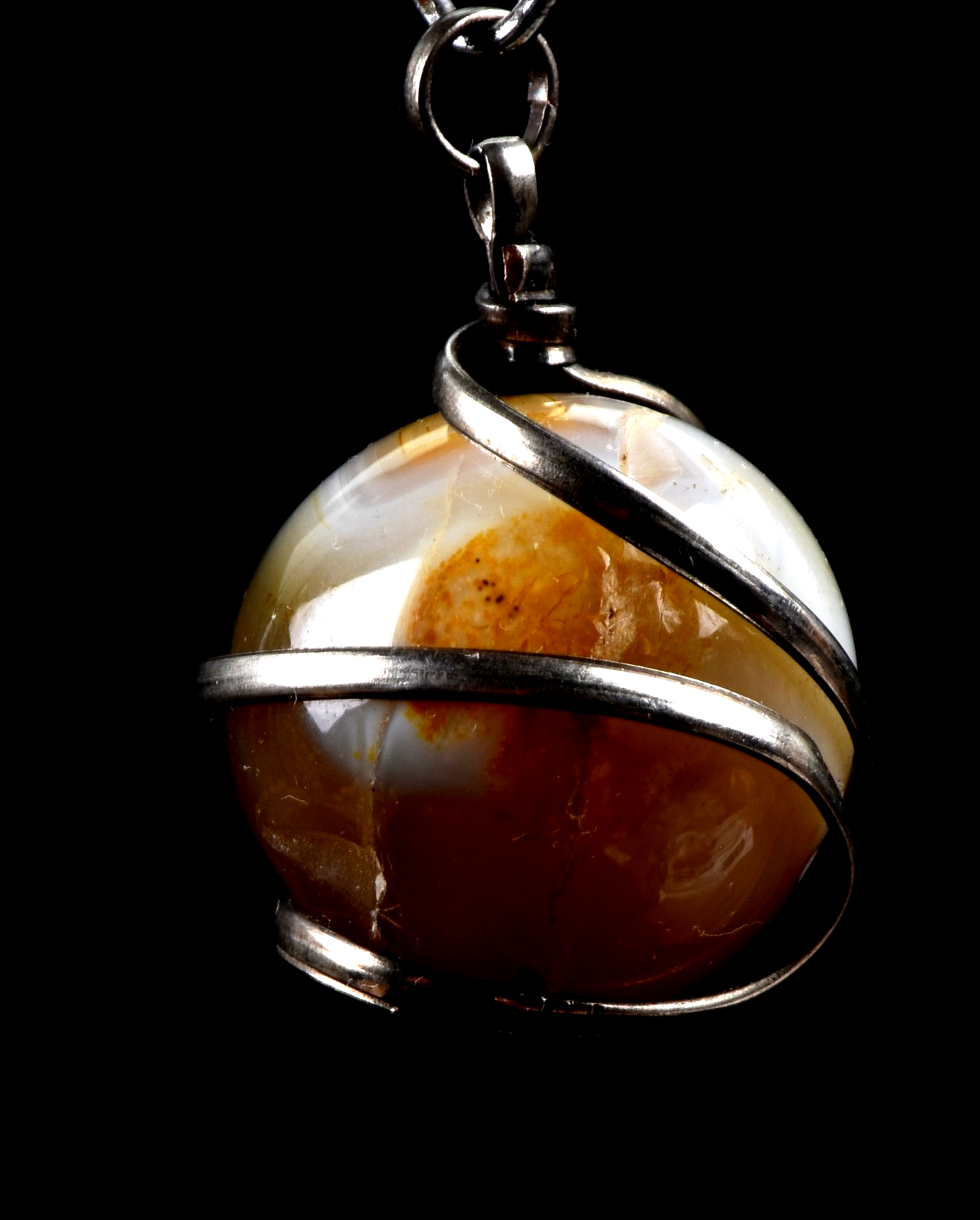mystic Sulemani stone sphere cave pendant  luck wealth protection shaman  #8214