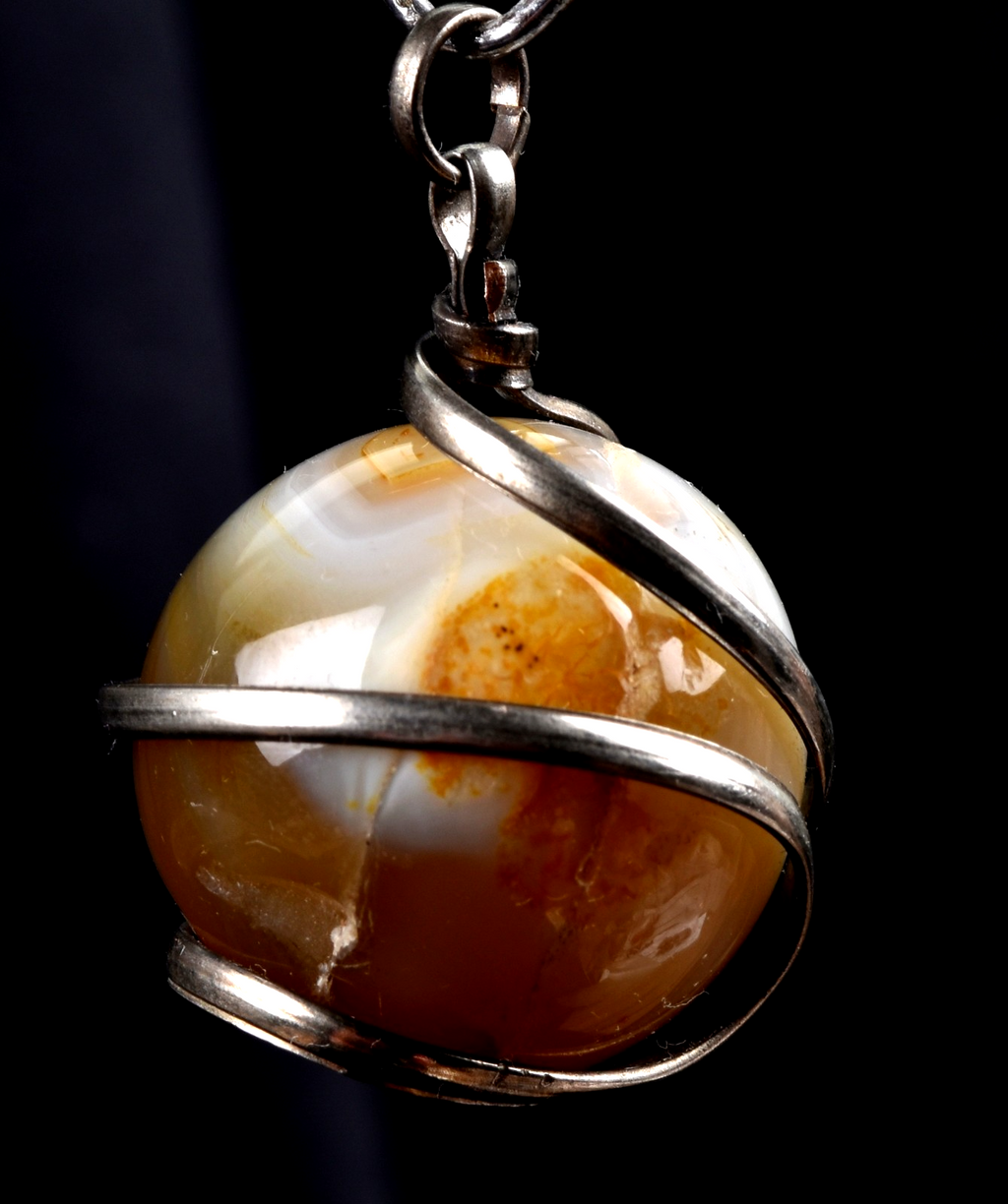 mystic Sulemani stone sphere cave pendant  luck wealth protection shaman  #8214