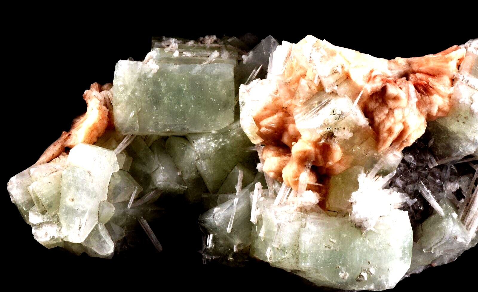 Green Apophyllite with stilbite & scolecite  psychic direction and guidance#6709