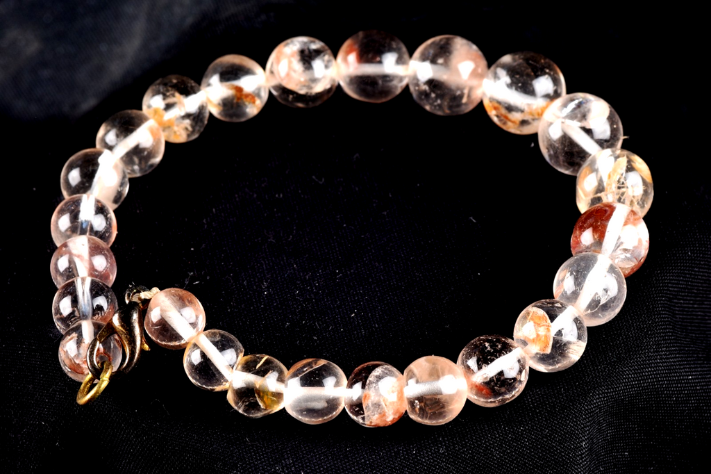 satyaloka Red Azeztullite  agnitite crystal bracelet  #8115