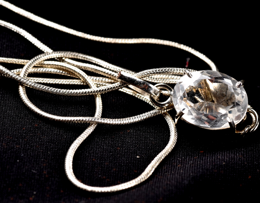 Satyaloka quartz high frequency  faceted sterling silver pendant# 7855