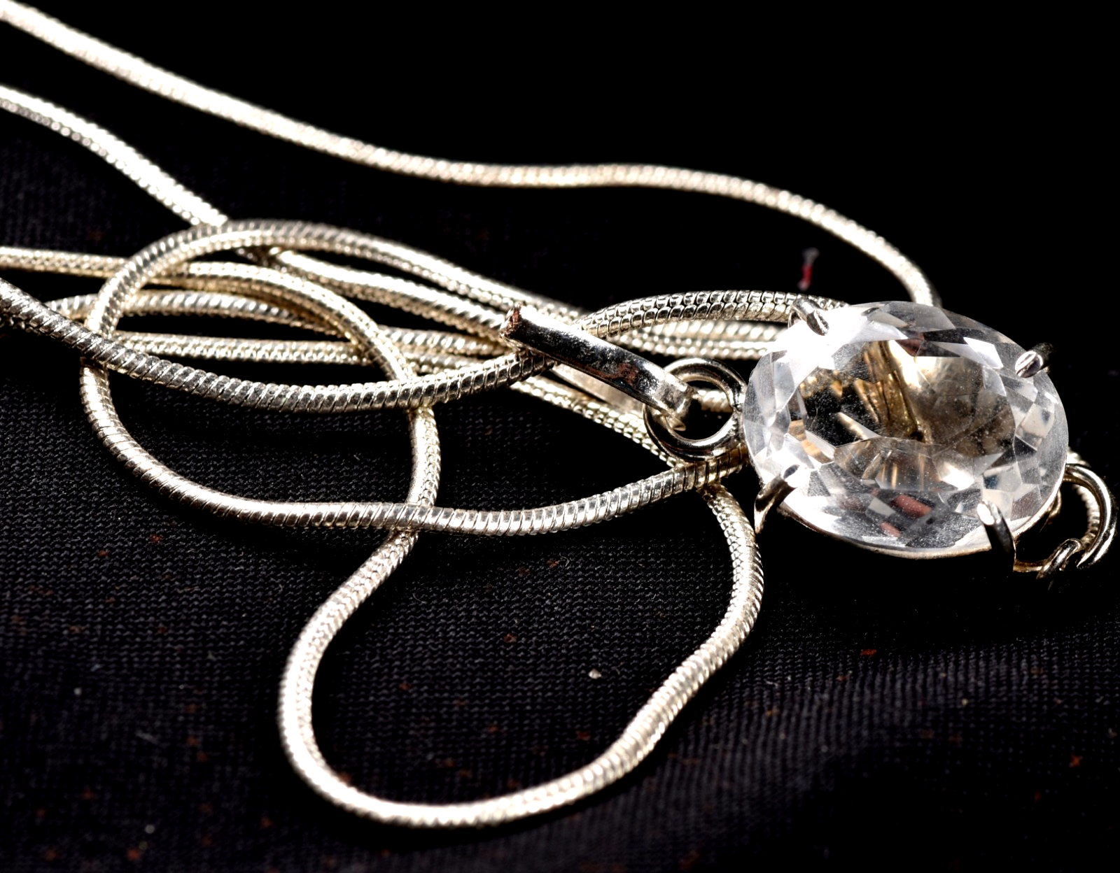 Satyaloka quartz high frequency  faceted sterling silver pendant# 7855