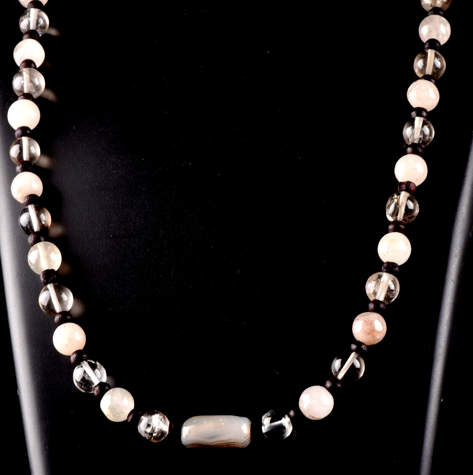 satyaloka  quartz ,sulemani  bead necklace  #7027