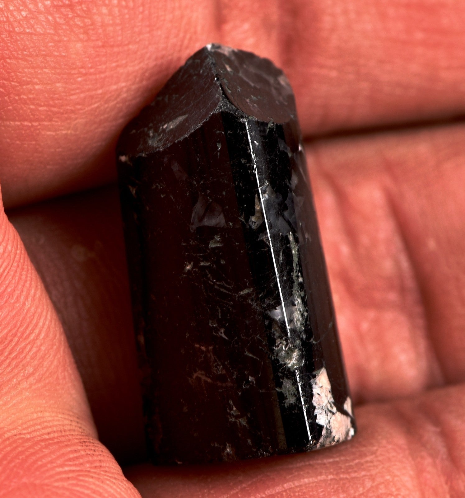 Black rutile  deflacts nagativity cleans aura, pocket/purse power point #7944