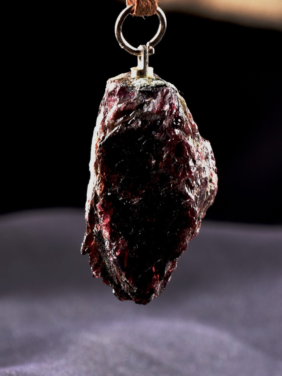Garnet natural  juicy gem pendant with cord  passion courage shaman 8243