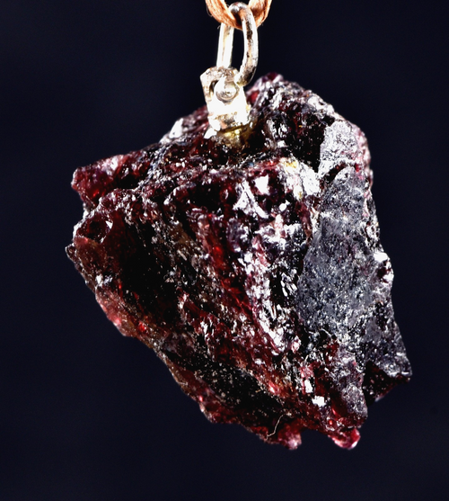 Garnet natural  juicy gem free form pendant passion courage shaman with cord7948