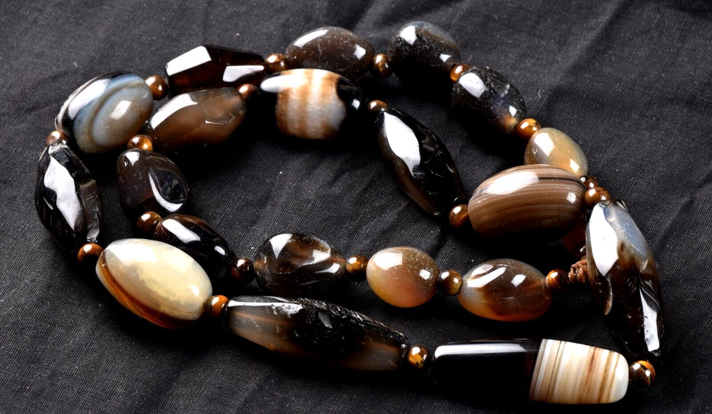 old sulemani  dzi/bhaisajyaguru/ shaman bead necklace with  reach patina #6921