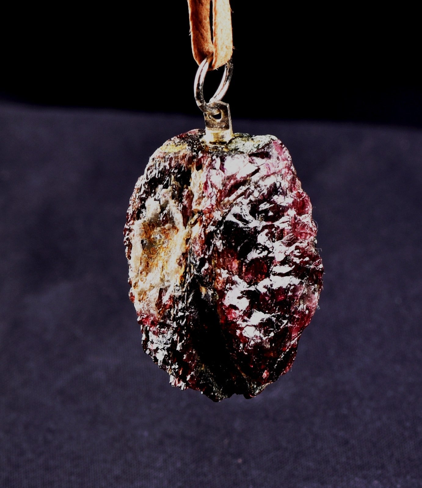 Garnet natural  juicy gem pendant with cord  passion courage shaman 8243