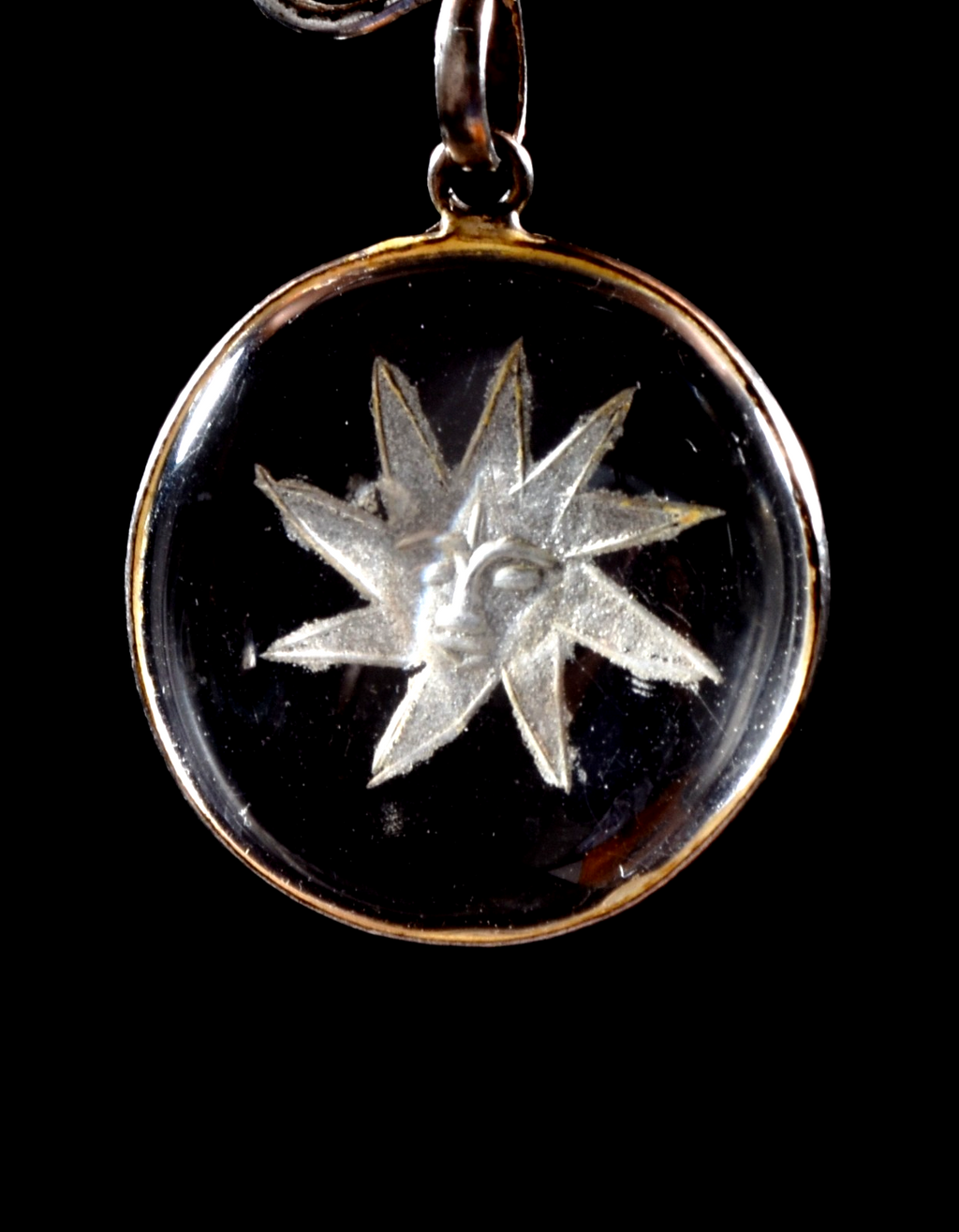 Satyaloka satyamani  region quartz  sun  pendant in silver  synergy 12  #1025