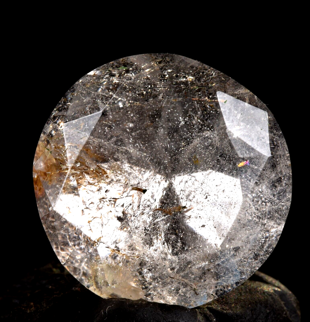 Satyaloka  golden healer rainbow  Brilliant cut Diamond crystal #7514