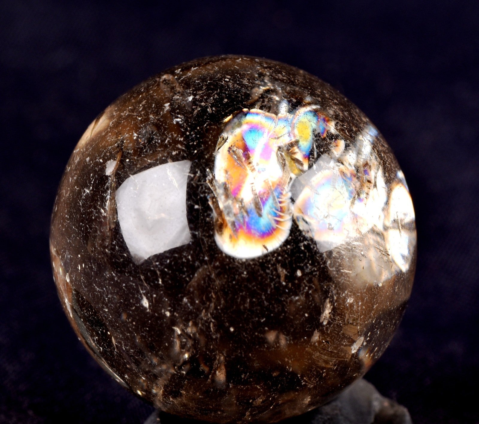 satyaloka  golden   quartz  scrying  sphere meditation rainbow fairies  # 7689