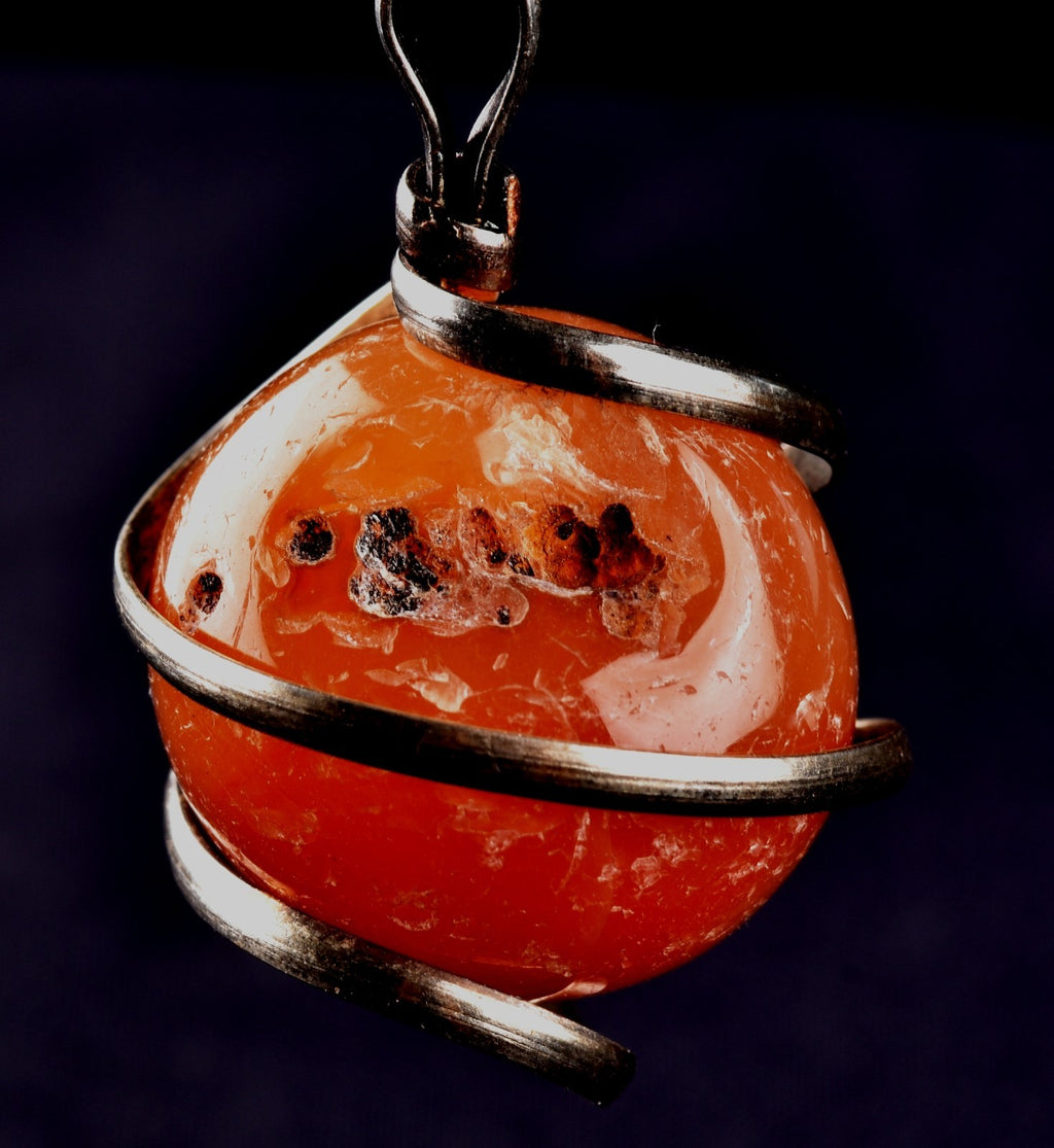 rare Carnelian sphere cave pendant   courage creativity shaman protection #8244