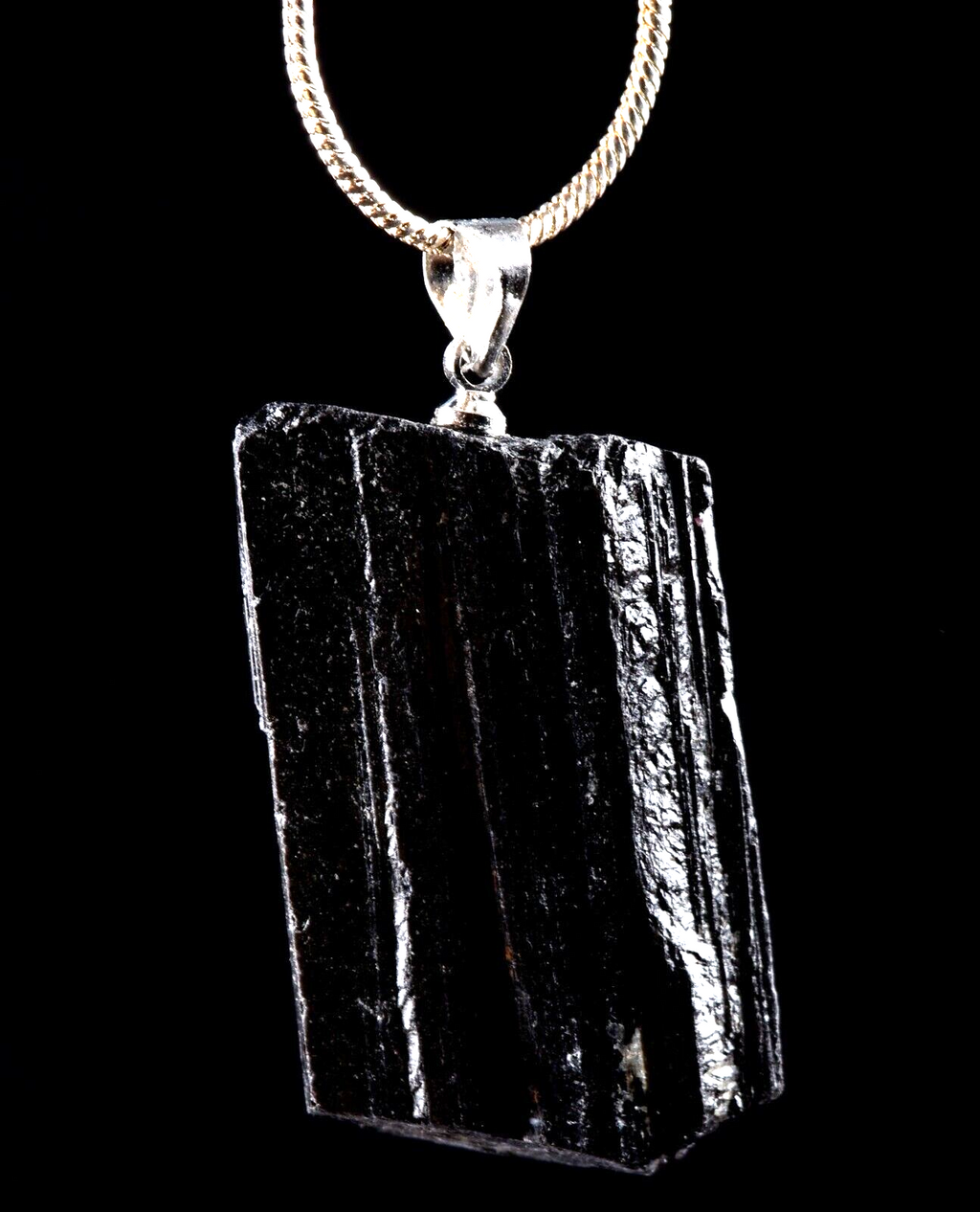 black tourmaline schroll  deflact negativity pendant with 22''chain # 7262