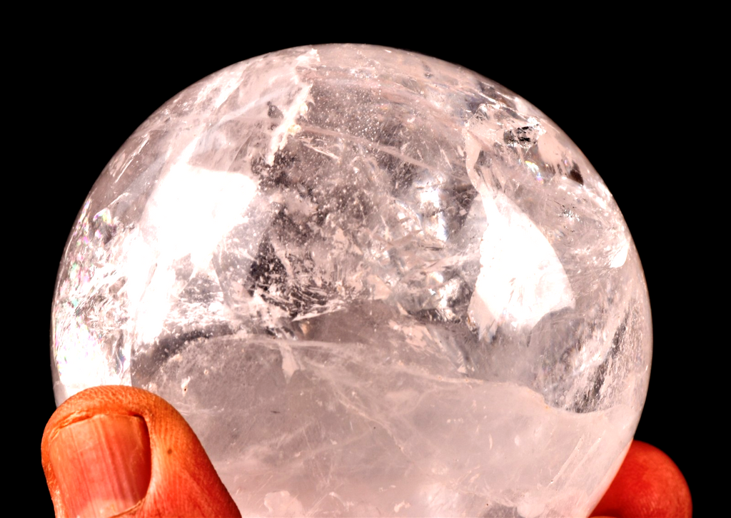Satyaloka quartz   rainbow  scrying sphere   synergy 12 shaman tool   #7953