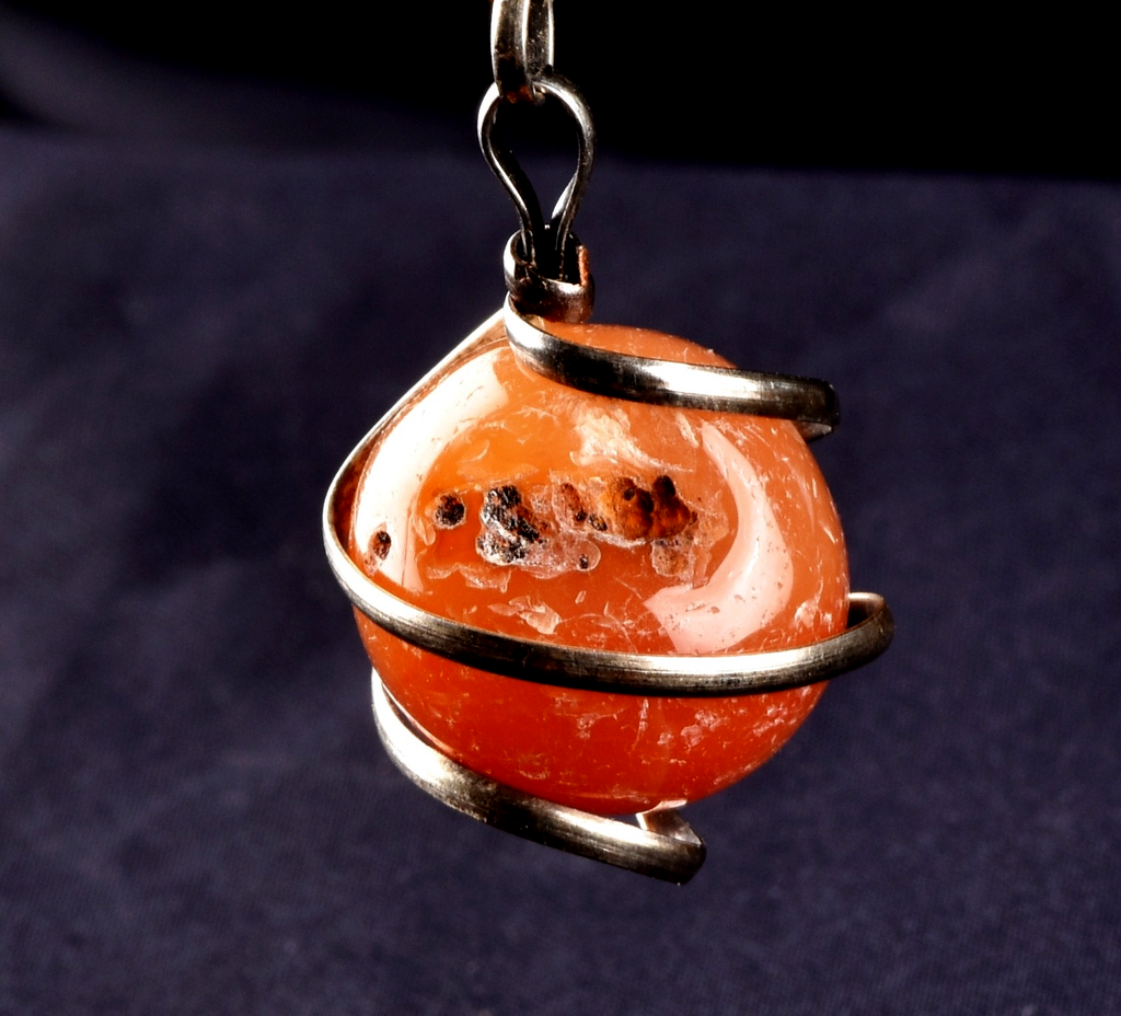 rare Carnelian sphere cave pendant   courage creativity shaman protection #8244