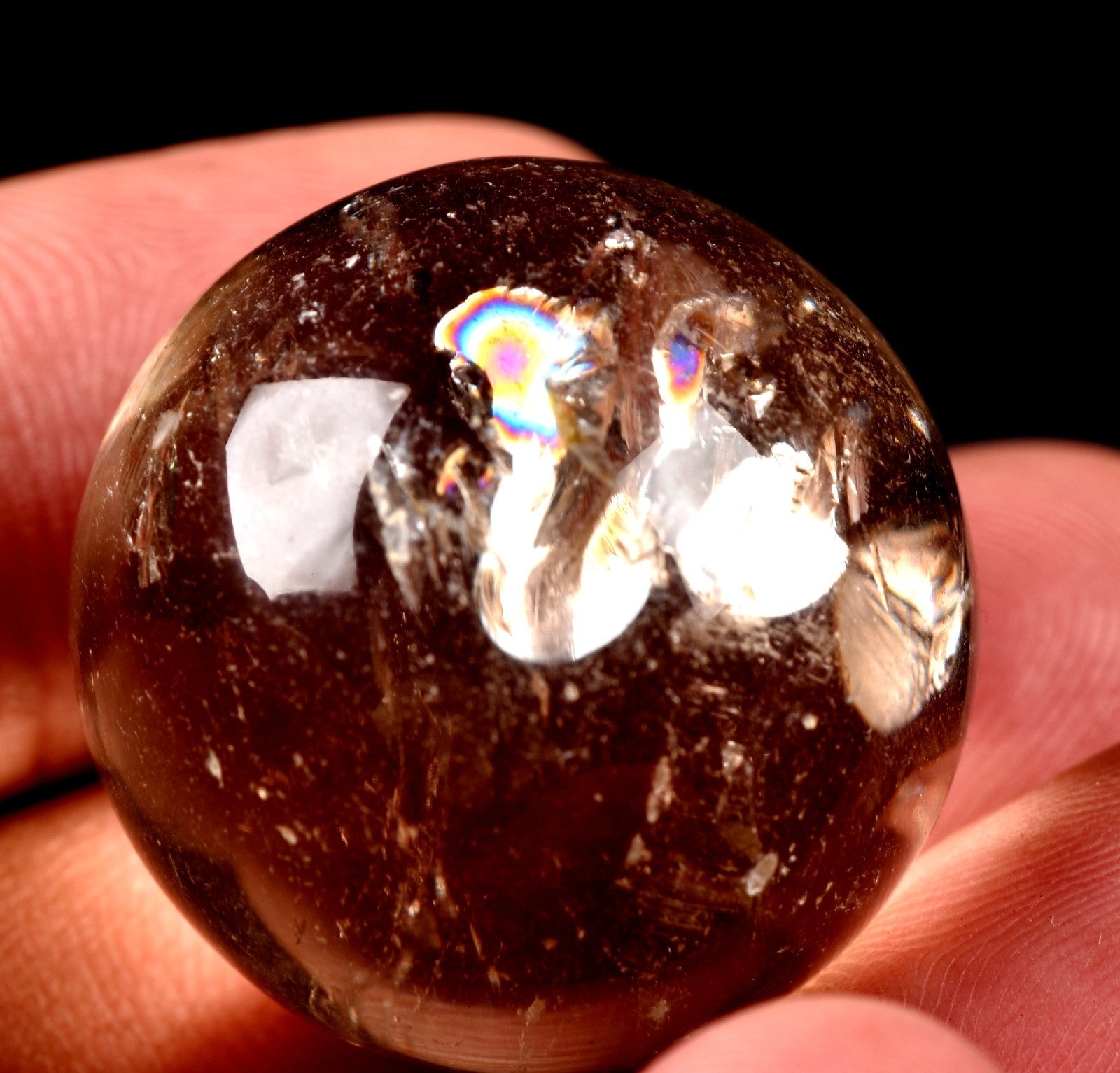 satyaloka  golden   quartz  scrying  sphere meditation rainbow fairies  # 7689