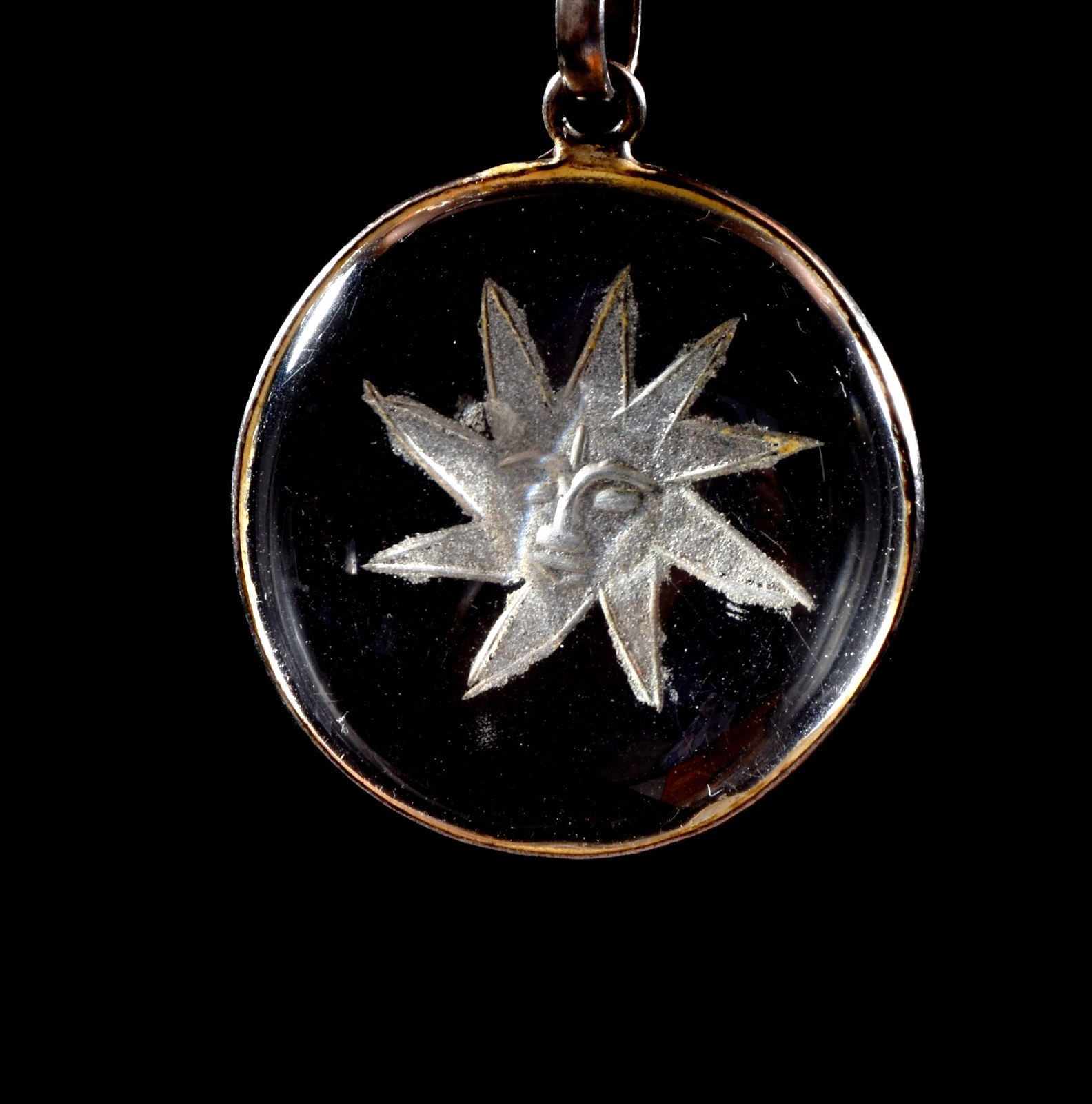 Satyaloka satyamani  region quartz  sun  pendant in silver  synergy 12  #1025
