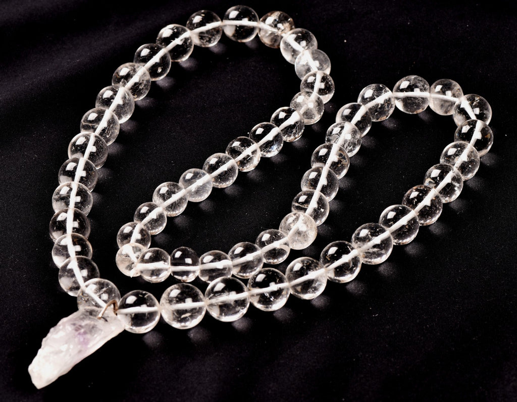 satyaloka  Azeztullite 108 beads rosary +satyaloka hexagonal pendant mala # 8148