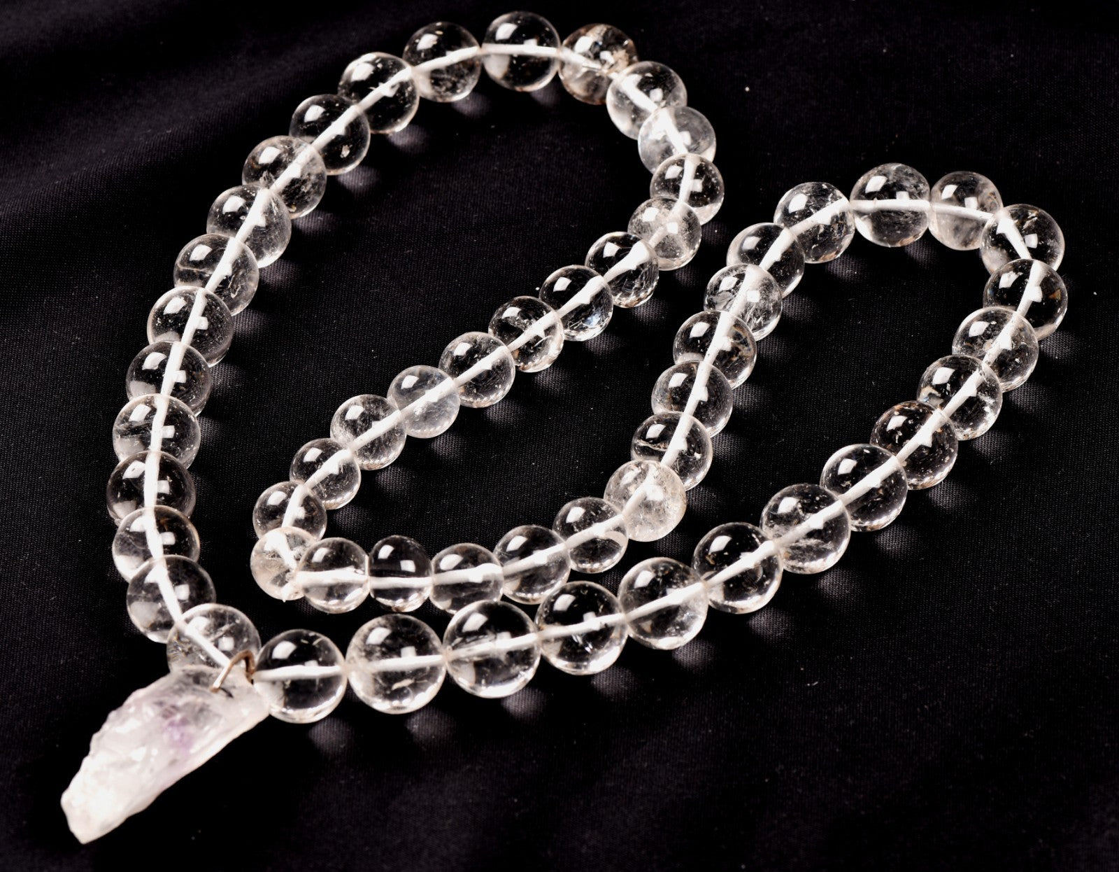 satyaloka  Azeztullite 108 beads rosary +satyaloka hexagonal pendant mala # 8148