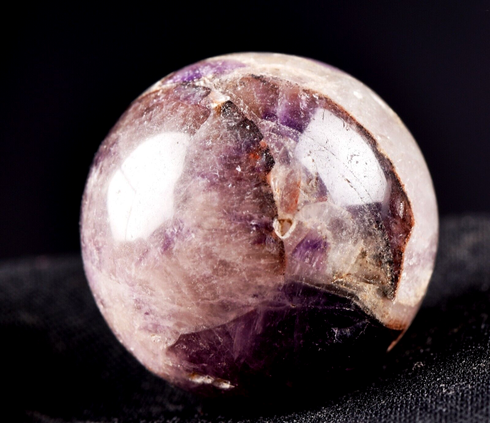 Super 7 melody stone ''evil eye'' chevron shaman sphere for your altar  #7286