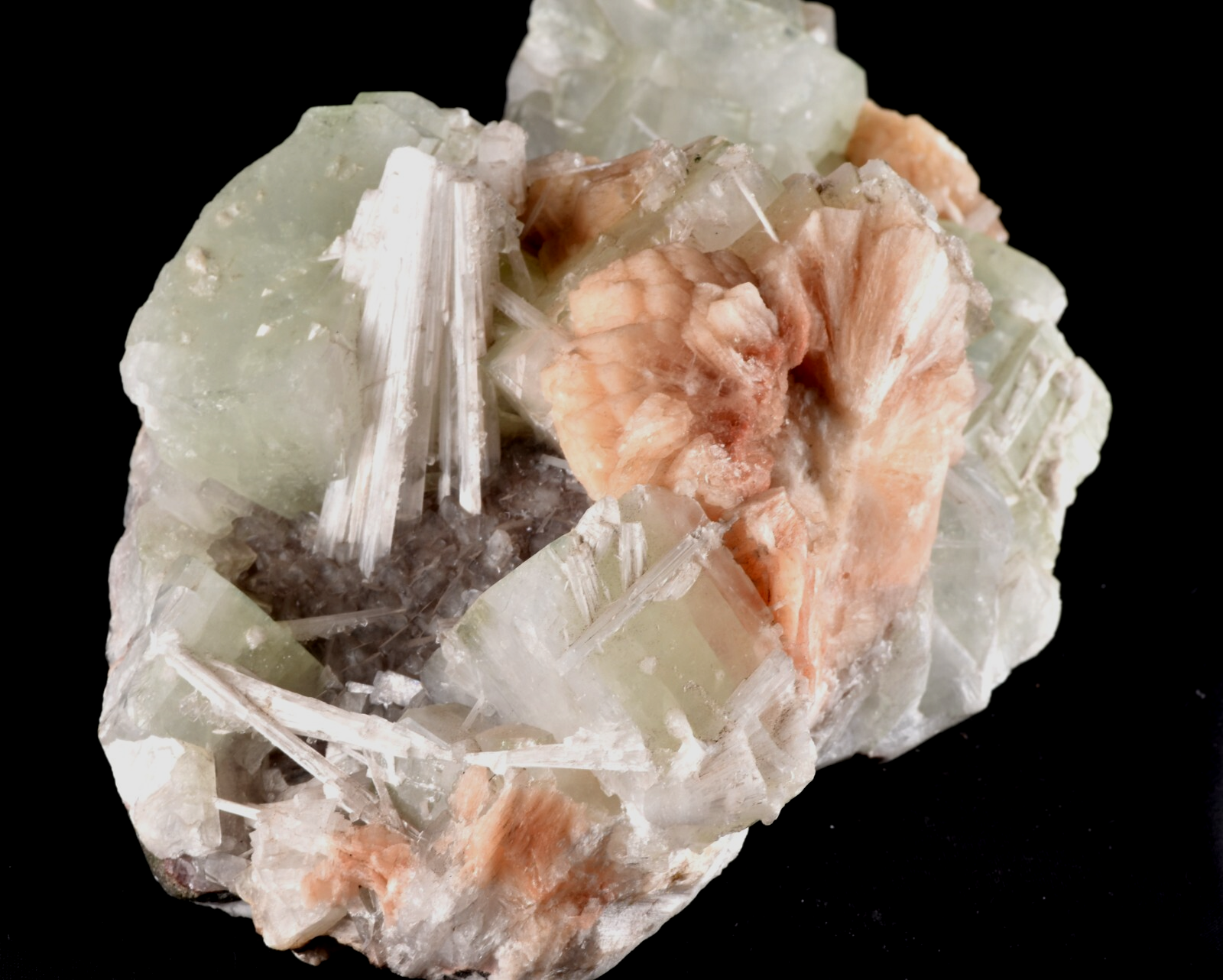 Green Apophyllite with stilbite & scolecite  psychic direction and guidance#6709