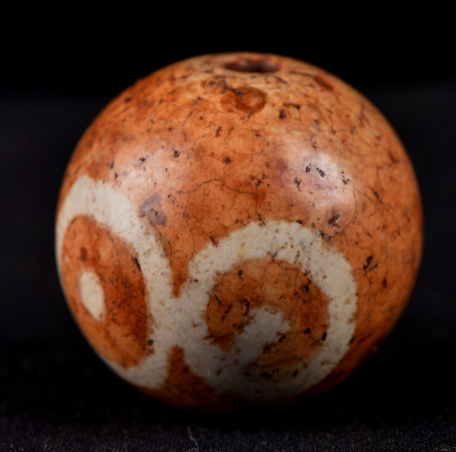 Mystic old pumtek  dzi/bhaisajyaguru/ ''evil eye'  bead with  reach patina #7798