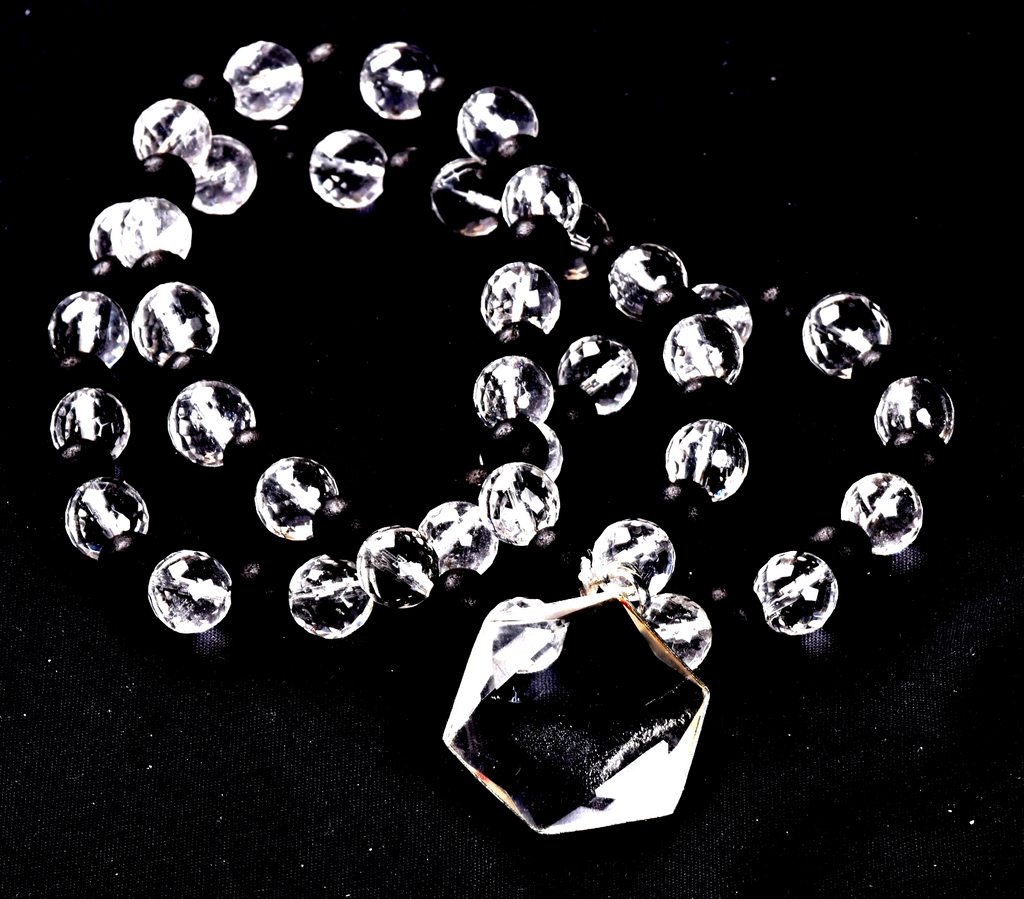 satyaloka   10 mm faceted +karungali necklace with Hexagonal Star 8077