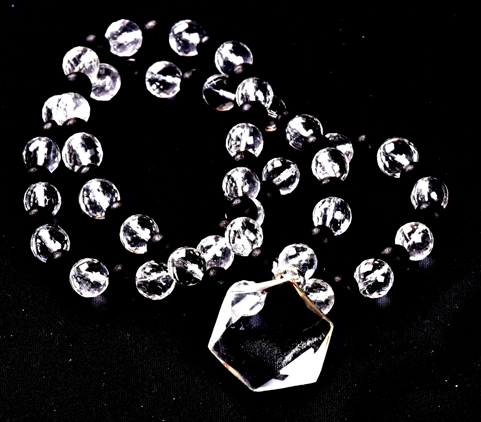 satyaloka   10 mm faceted +karungali necklace with Hexagonal Star 8077