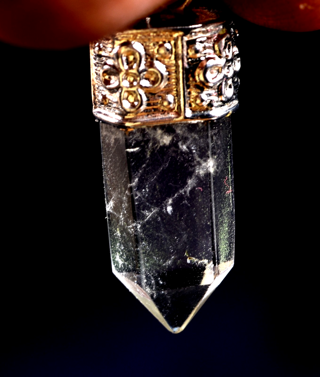 Satyaloka satyamani quartz  copper/ steel  pendant  synergy 12 crystal #8131