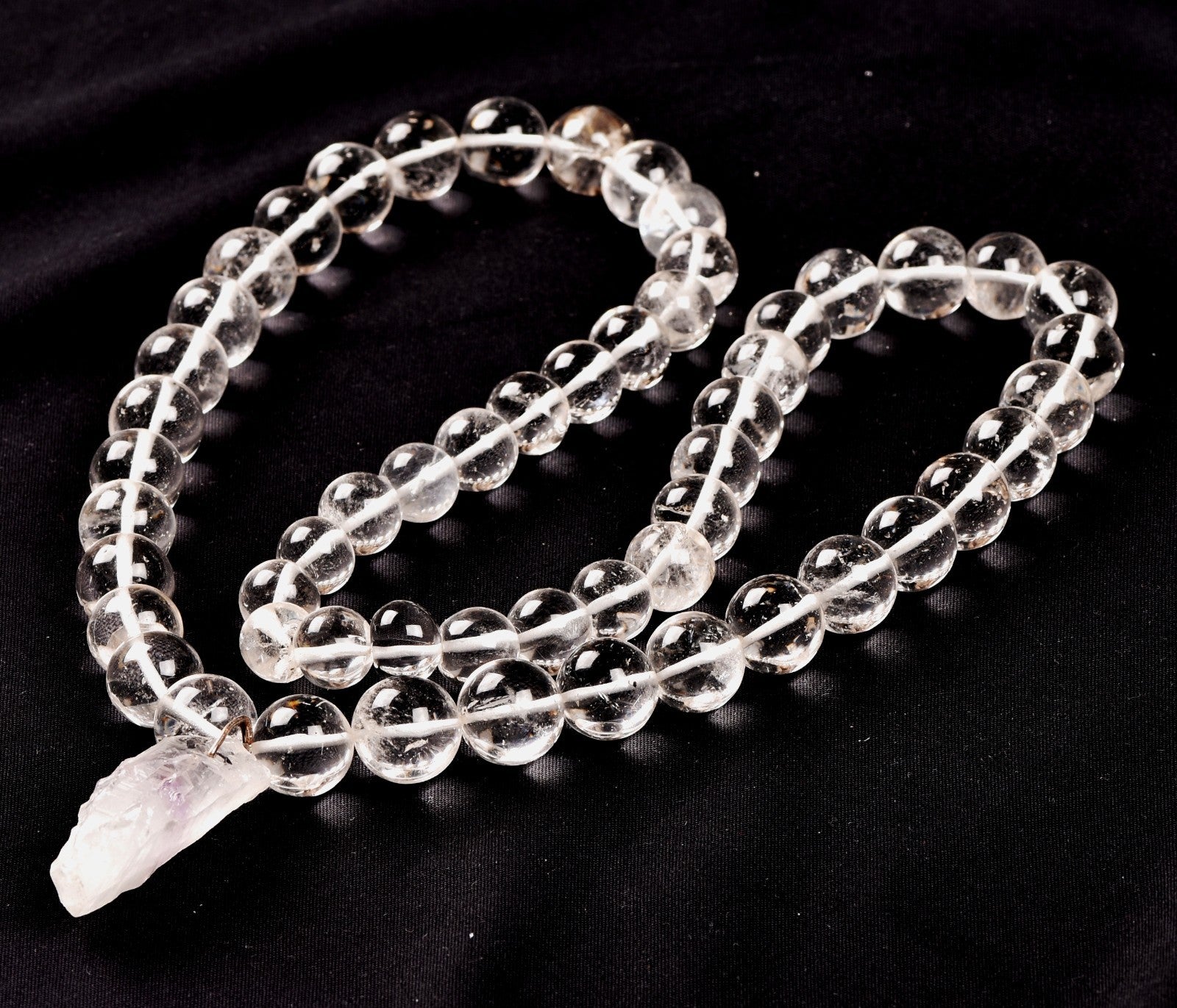 satyaloka  Azeztullite 108 beads rosary +satyaloka hexagonal pendant mala # 8148