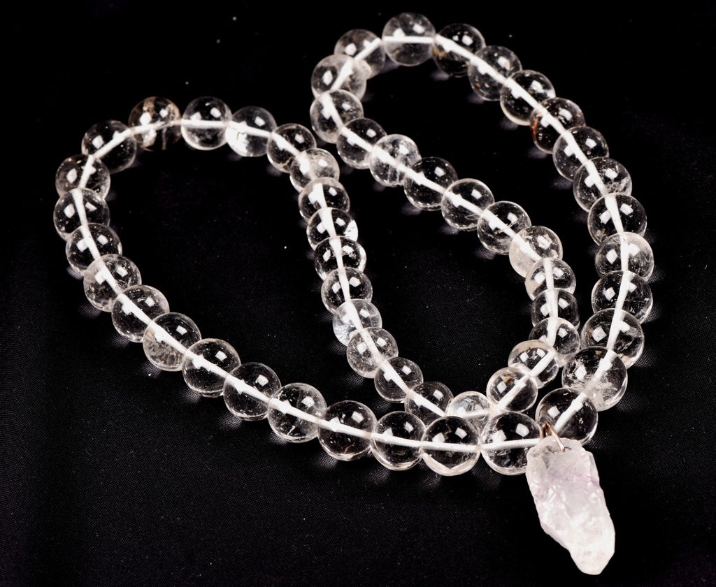 satyaloka  Azeztullite 108 beads rosary +satyaloka hexagonal pendant mala # 8148