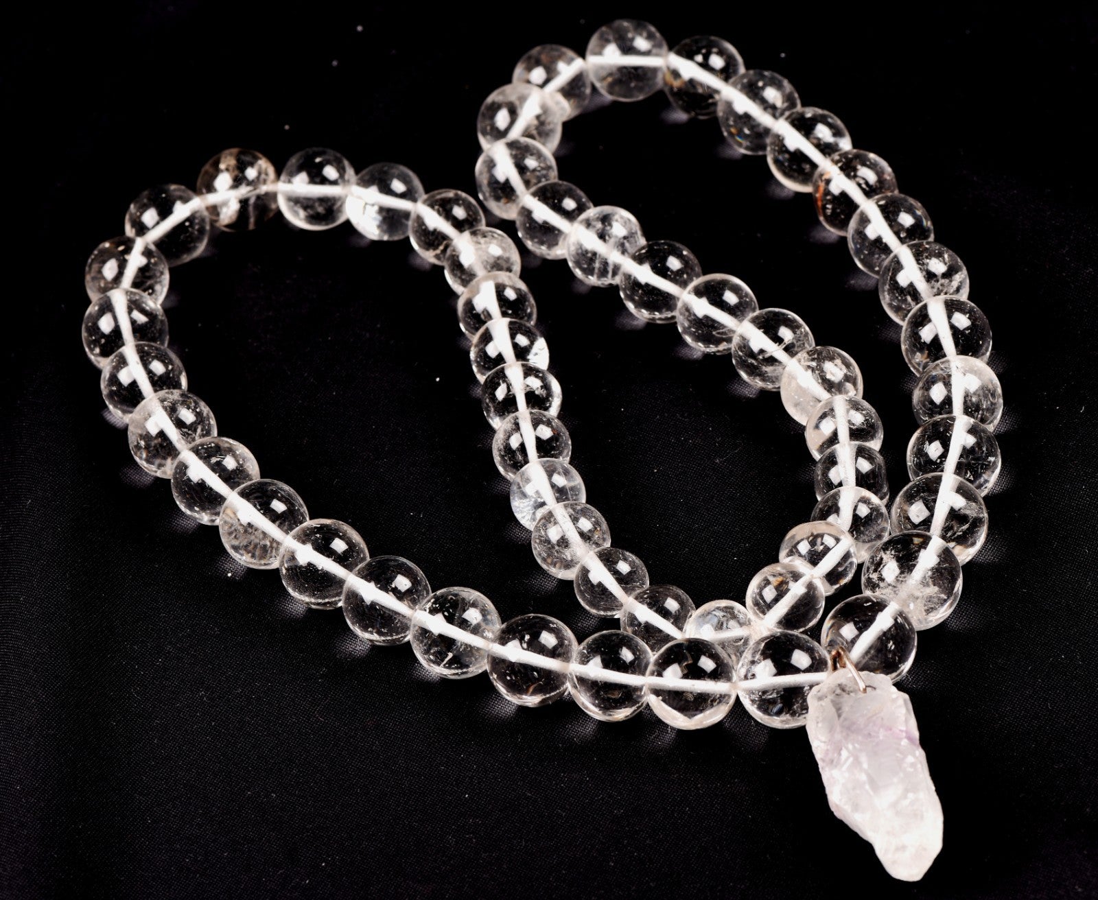 satyaloka  Azeztullite 108 beads rosary +satyaloka hexagonal pendant mala # 8148