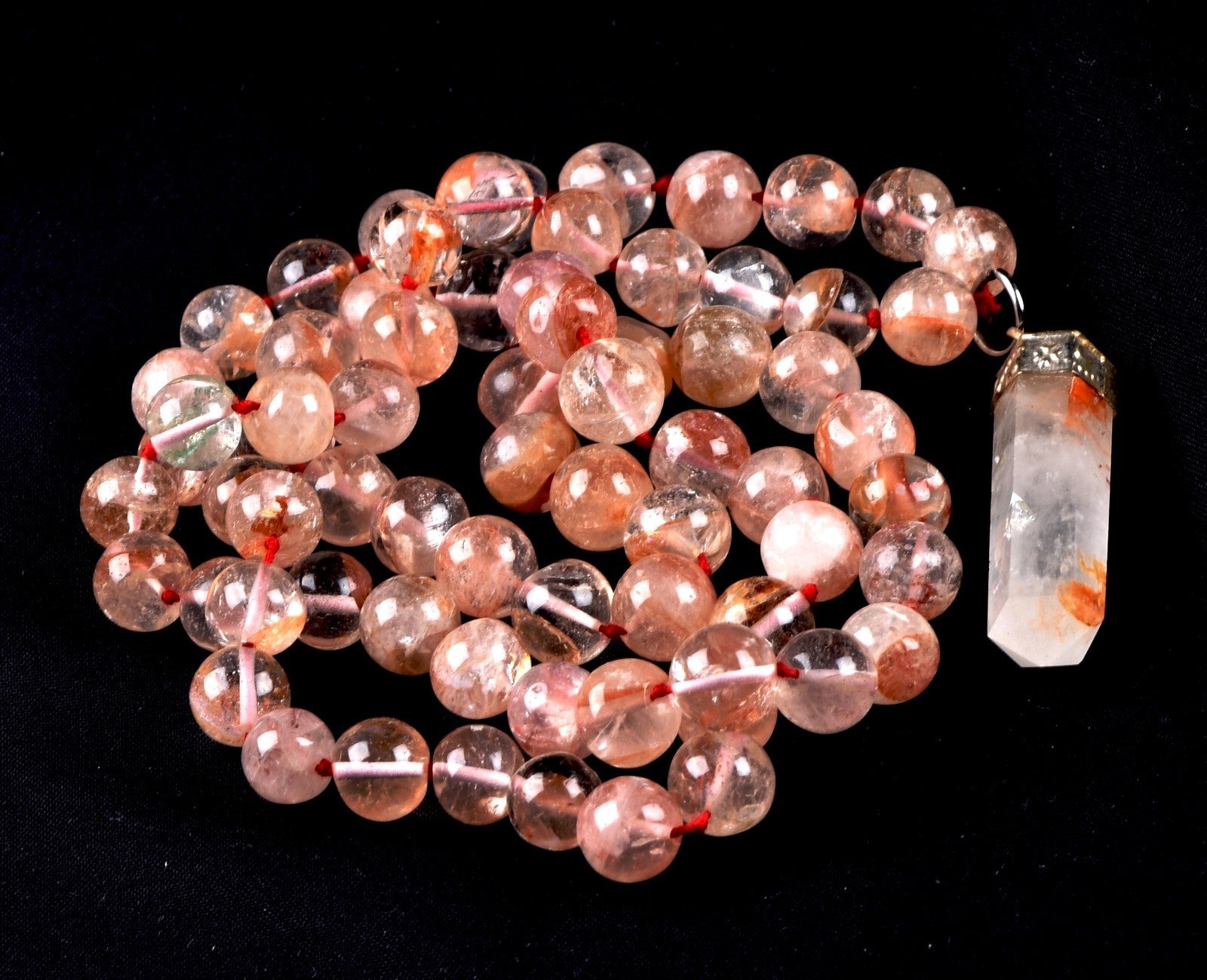 satyaloka Red Azeztullite  agnitite necklace with agnitite pendant  #8076