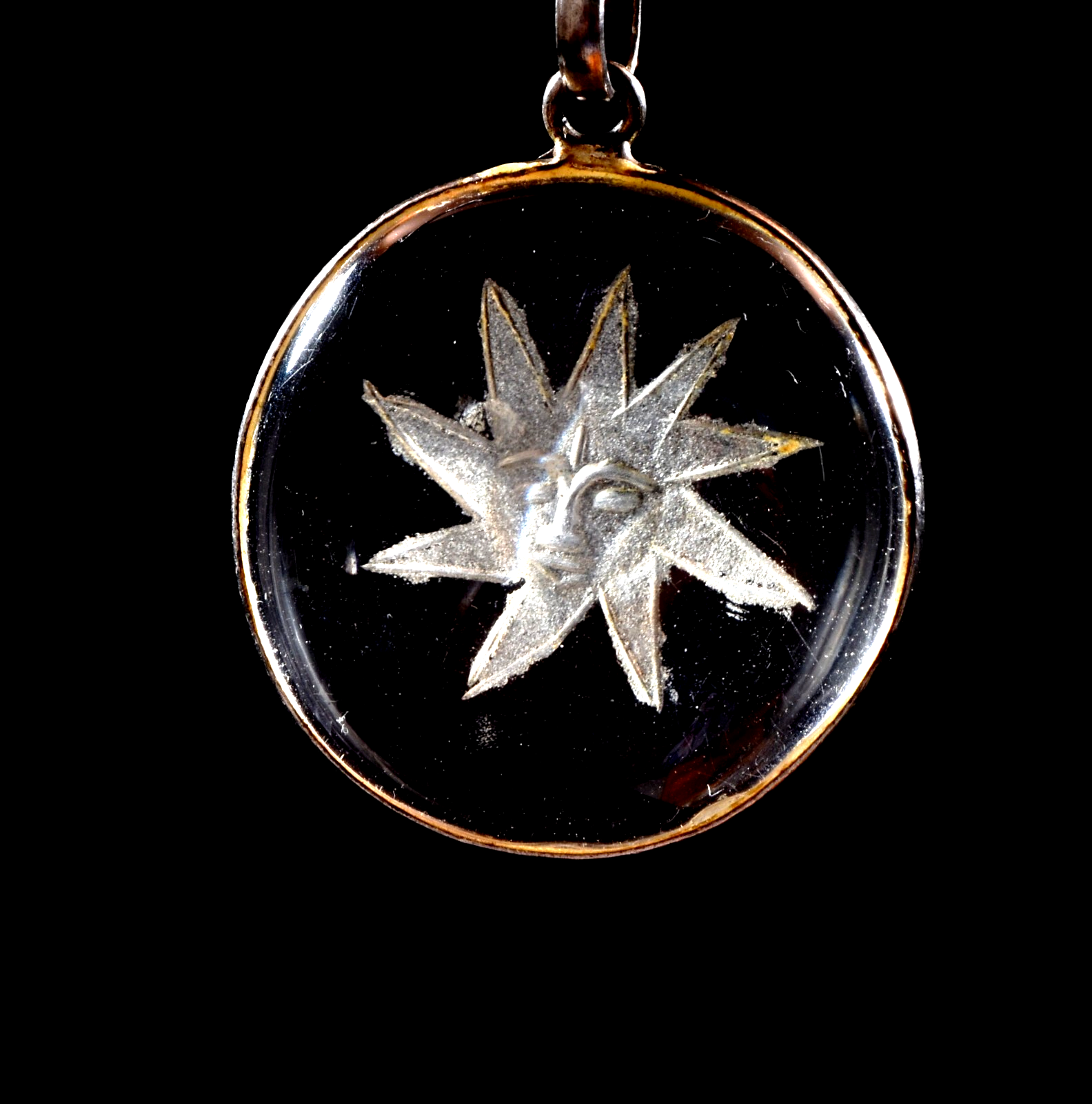 Satyaloka satyamani  region quartz  sun  pendant in silver  synergy 12  #1025