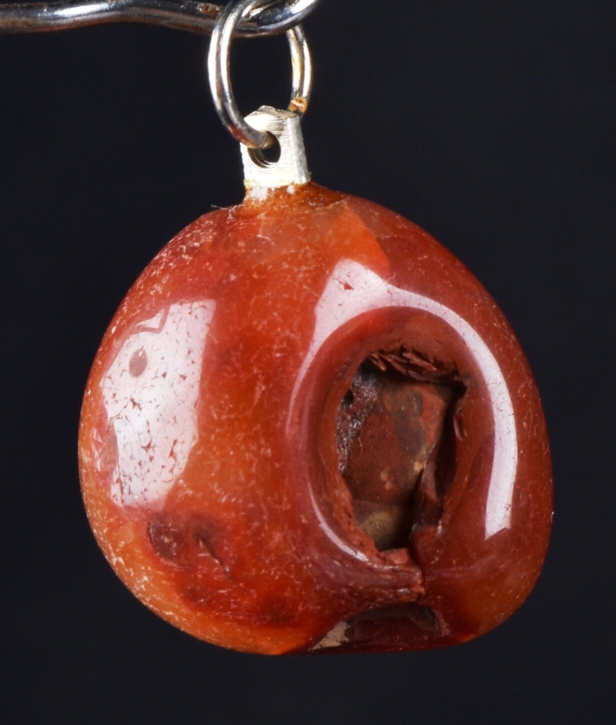 rare Carnelian cave pendant   courage creativity shaman protection #7013