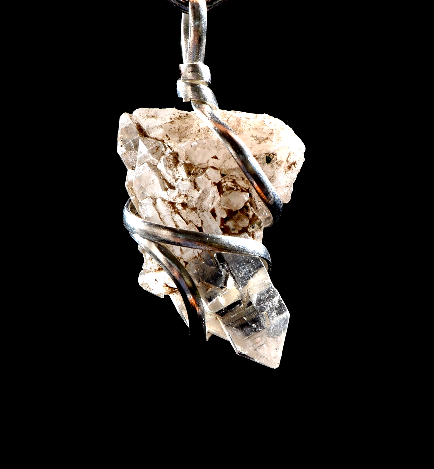 Himalayan lemurian alien multi termination with key wire  pendant  #1030