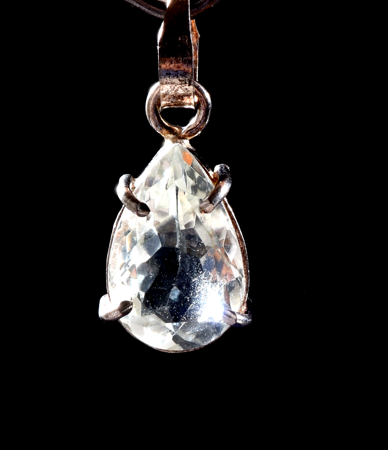 Satyaloka quartz high frequency  faceted sterling silver pendant# 1038
