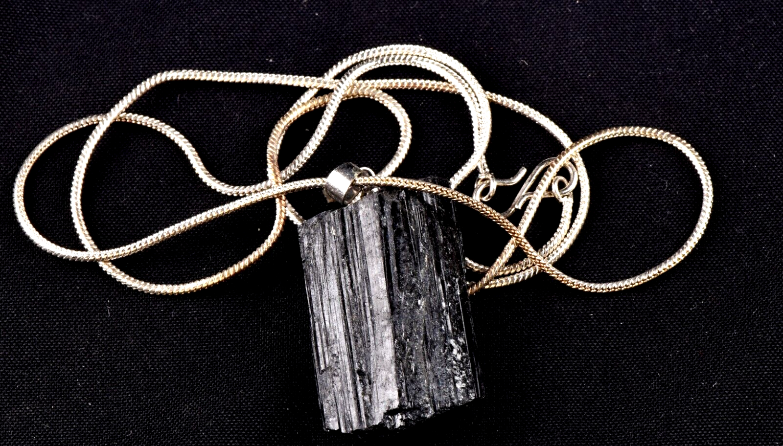 black tourmaline schroll  deflact negativity pendant with 22''chain # 7262
