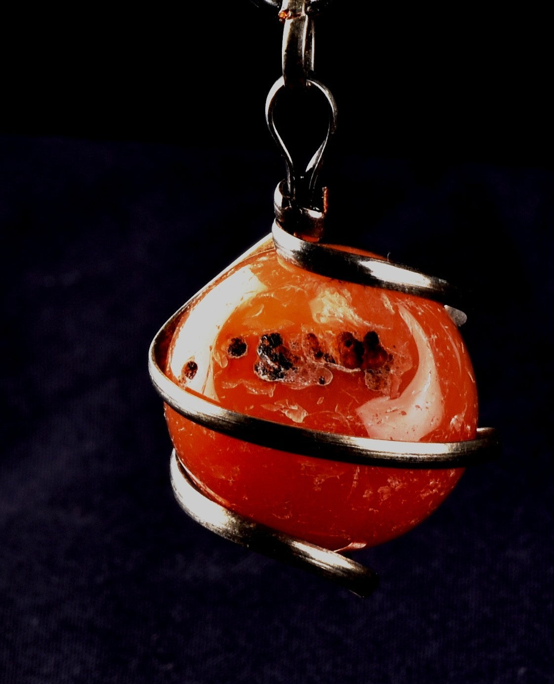 rare Carnelian sphere cave pendant   courage creativity shaman protection #8244
