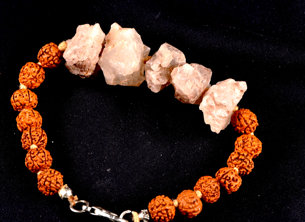Nirvana quartz Himalayan  growth interference  pink   ice quartz bracelet #8062
