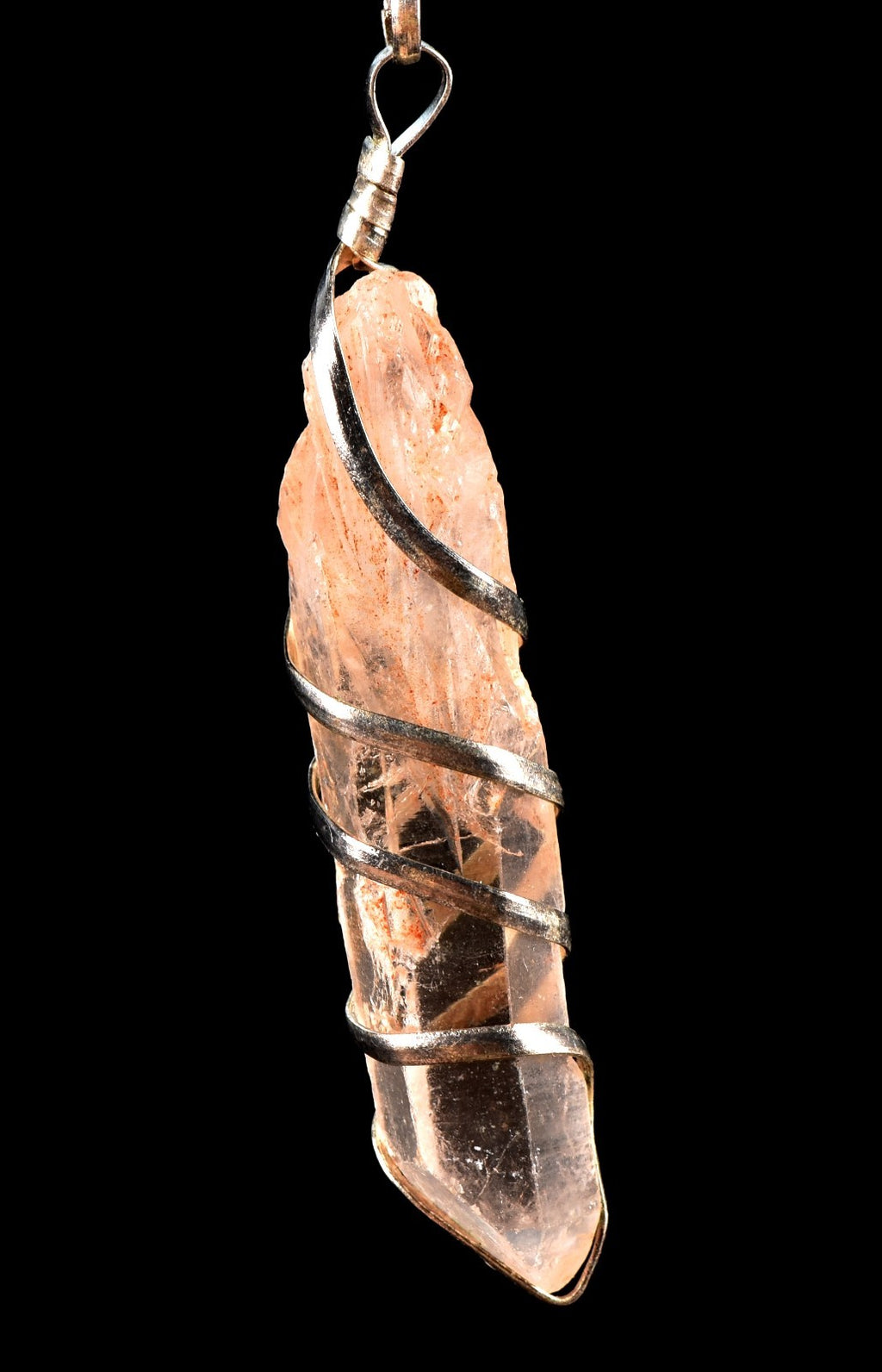 pink Himalayan lemurian with key wire  pendant essence of soul mate #7746