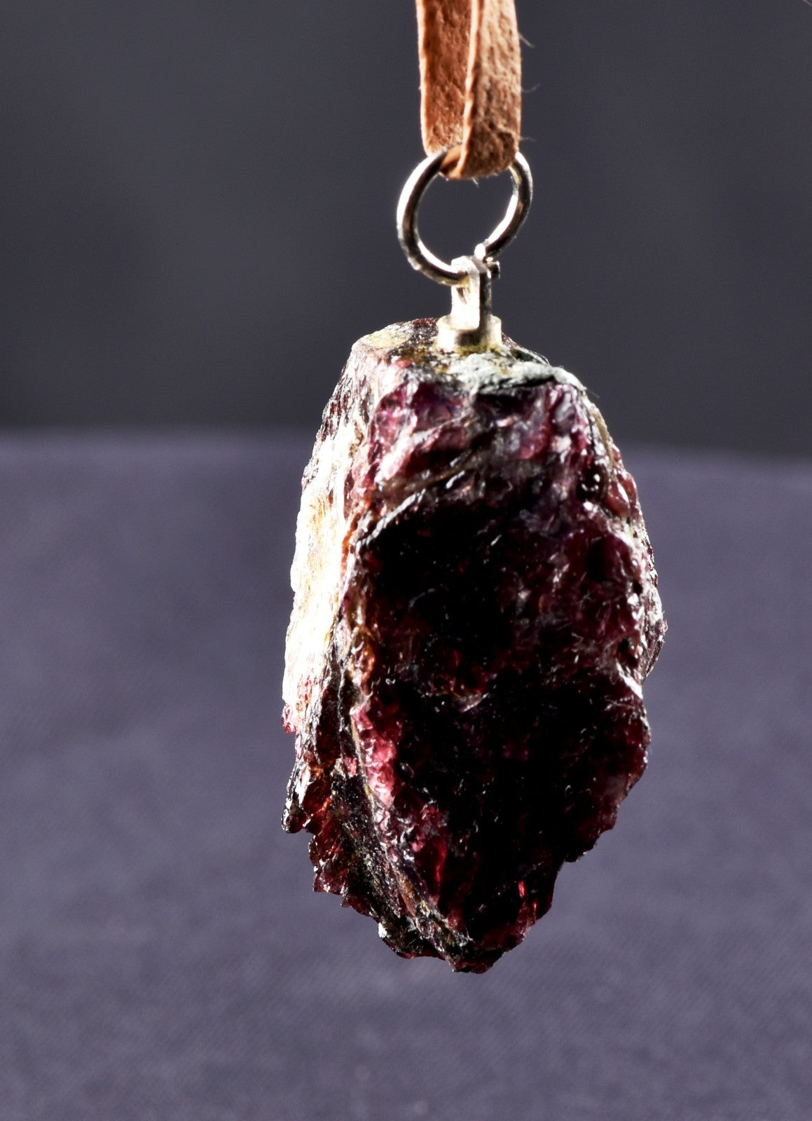 Garnet natural  juicy gem pendant with cord  passion courage shaman 8243