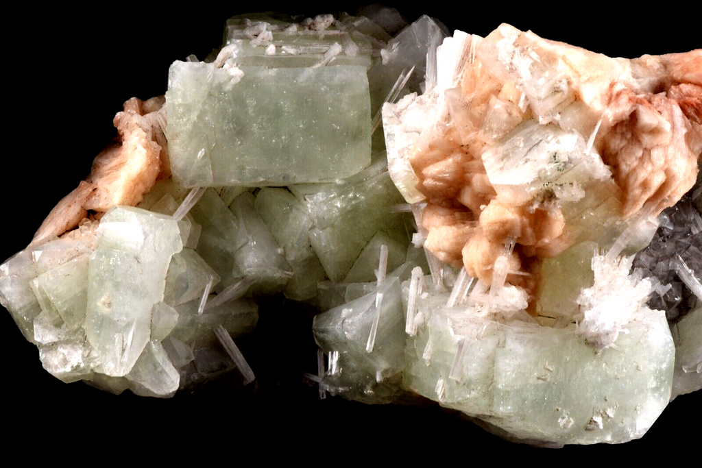 Green Apophyllite with stilbite & scolecite  psychic direction and guidance#6709